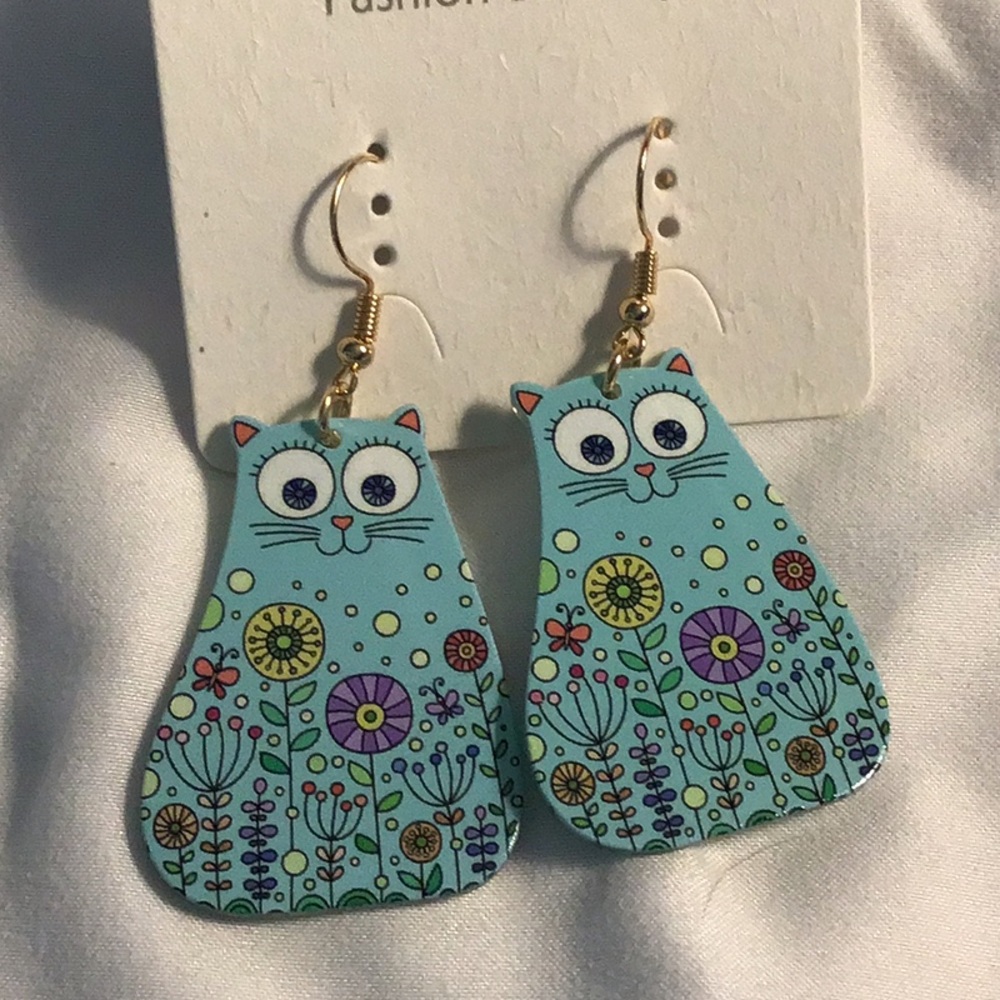 Colorful Cat Earrings for Kids